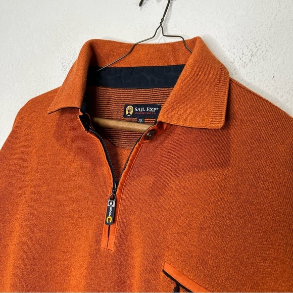 Sail EXP Marinewear Merino Wool Knit Quarter Zip Pull On Sweater Sailor Italian - Picture 2 of 11